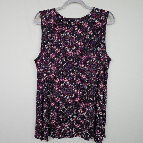 J. Jill Wearever Collection Top Shirt PURPLE PAISLEY Floral size 1X Maximalist - Picture 6 of 6